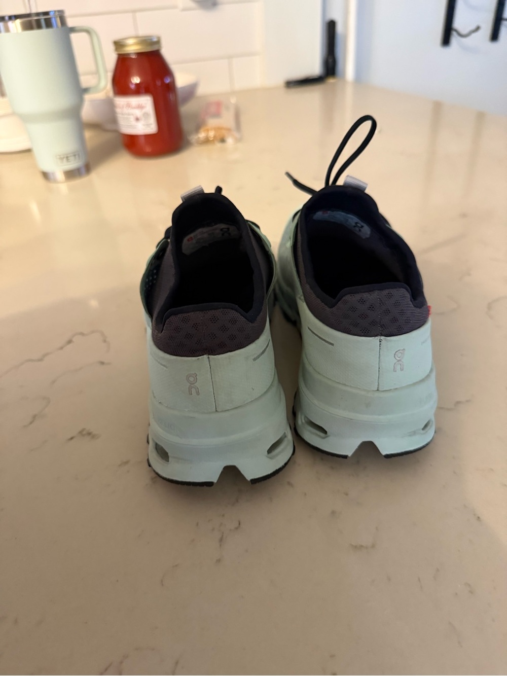 On Running Women's Mint and Black Cloud Athletic Shoes - Picture 4 of 5